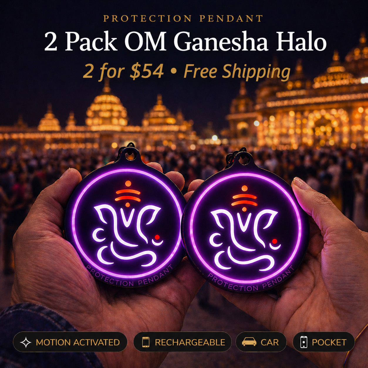 GANESHA- - LED PROTECTION PENDANT
